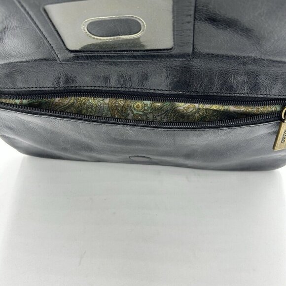 HOBO INTERNATIONAL Black Leather Fold-Over Clutch Bag Purse 11.25" Wide - Picture 10 of 11